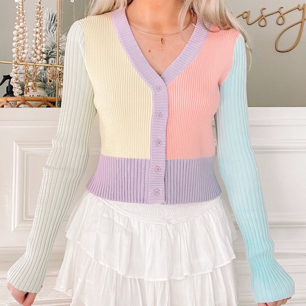 Pastel Colorful Cardigan Sweater Women's